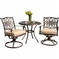 Hanover Hanover TRADITIONS3PCSW Traditions Patio Bistro Dining Set - 3 Pieces (2 Aluminum Cast Swivel Rockers; 32" Round Table) TRADITIONS3PCSW